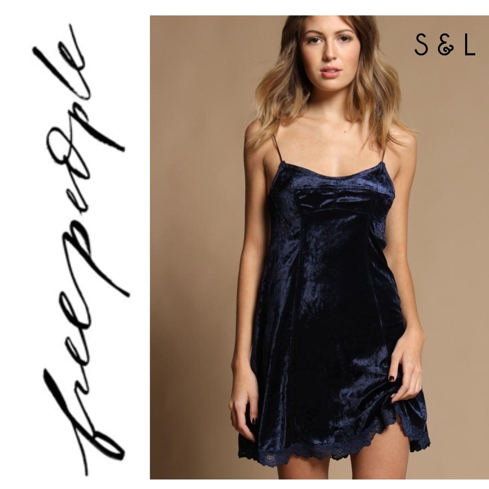 Free People Cheeky Velvet Chemise Mini Dress S & L